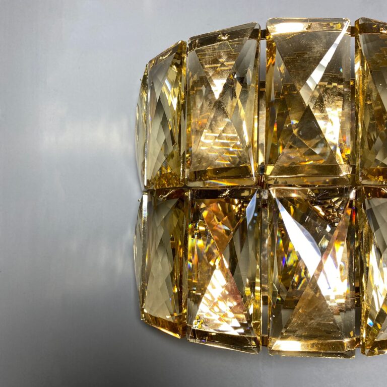 لوستر دیوارکوب سه شعله کریستال طلایی