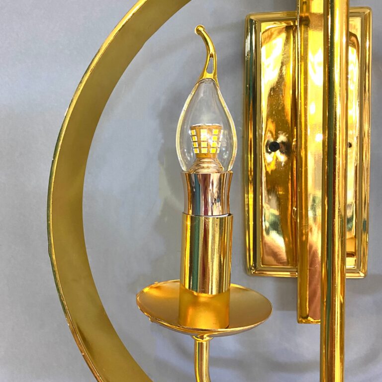 لوستر دیوارکوب دو شعله طلایی آویز
