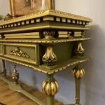 میز کنسول چوبی ویولا سبز و طلایی