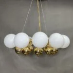 لوستر حبابدار سفید و طلایی