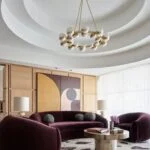 لوستر حبابدار سفید و طلایی