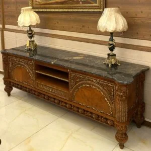 میز تلویزیون جدید قهوه ای برنز و سنگ