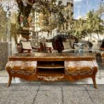 میز تلویزیون جدید قهوه‌ ای دو خم