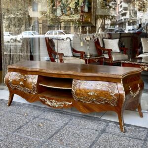 میز تلویزیون جدید قهوه‌ ای دو خم