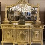 آینه کنسول کلاسیک چوبی منبت طلایی