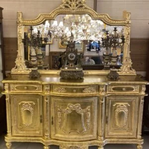 آینه کنسول کلاسیک چوبی منبت طلایی