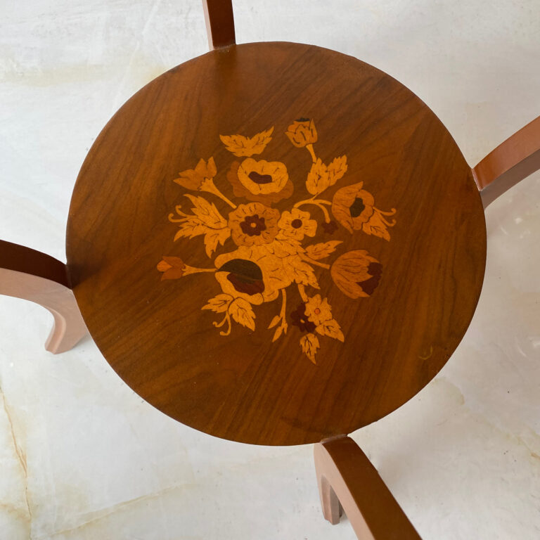 میز سرو چوبی منبت کاری شده دو طبقه