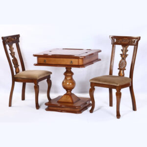 میز تخته نرد و شطرنج چوبی با دو عدد صندلی
