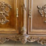 درب آینه کنسول چوبی منبت قهوه‌ ای غزال