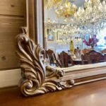 طرح آینه کنسول چوبی منبت قهوه‌ ای غزال