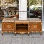 میز تلویزیون کلاسیک قهوه ای برنزکوب