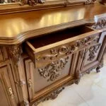 کشو آینه کنسول چوبی منبت قهوه‌ ای غزال