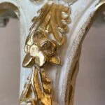 گل منبت میز تلفن کرم و طلایی