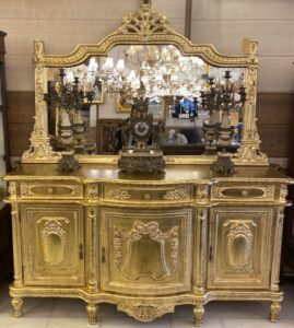 آینه و کنسول طلایی چوبی منبت کاری شده سلطنتی