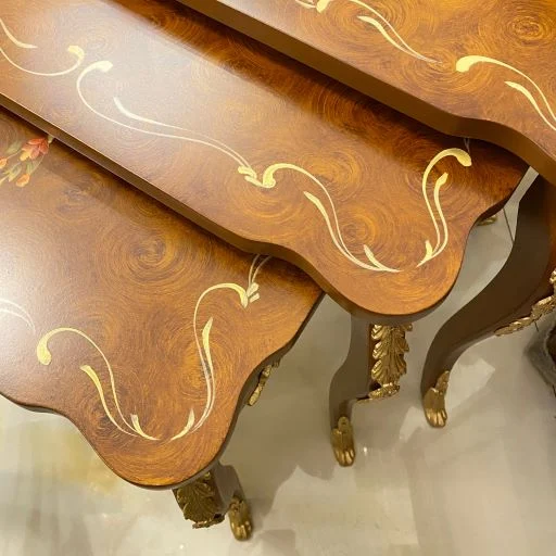 میز عسلی سبز و قهوه ای برنزکوب