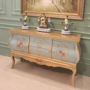 میز کنسول شیک آبی و طلایی