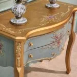 میز کنسول برنزکوب آبی و طلایی