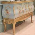 میز کنسول برنزکوب طلایی و آبی