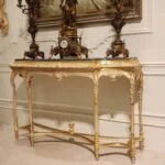 میز کنسول طلایی صفحه سنگ