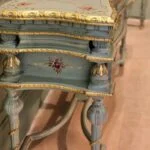 میز کنسول ویولا آبی و طلایی