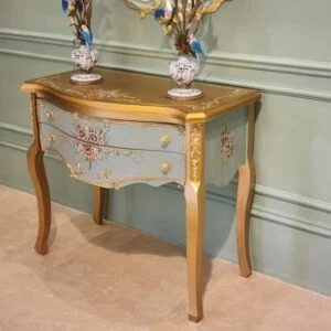 میز کنسول جدید آبی و طلایی برنزکوب