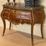 میز کنسول چوبی دو کشو برنزکوب