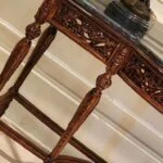 میز کنسول چوبی منبت قهوه‌‌ ای