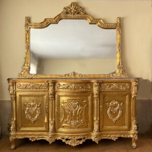 آینه و کنسول چوبی طلایی منبت سه درب