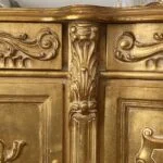 طرح روی آینه کنسول چوبی منبت طلایی سه درب