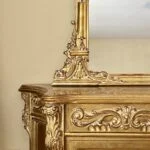 نقش آینه کنسول چوبی منبت طلایی سه درب