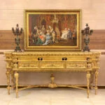 میز کنسول طلایی چوبی ویولا