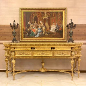 میز کنسول طلایی چوبی ویولا