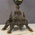 ساعت و شمعدان سبز و مشکی برنز ناپلئون