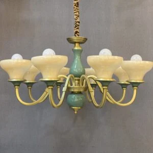 لوستر نئوکلاسیک طلایی و سبز هشت شاخه