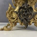 ساعت و شمعدان آنتیک طلایی برنز