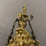 ساعت و شمعدان آنتیک طلایی برنز