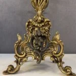 ساعت و شمعدان آنتیک طلایی برنز