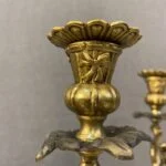 ساعت و شمعدان آنتیک طلایی برنز