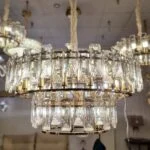 لوستر کریستالی گرد مدرن دو طبقه