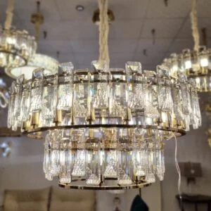 لوستر کریستالی گرد مدرن دو طبقه