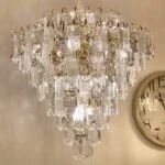 لوستر مدرن کریستالی طلایی و سفید