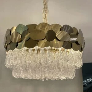 لوستر مدرن گرد کریستال و فلز سایز s