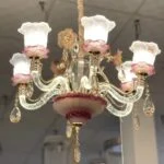 لوستر کلاسیک پذیرایی صورتی گل دار