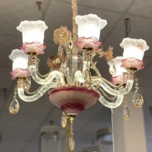 لوستر کلاسیک پذیرایی صورتی گل دار