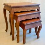 میز عسلی چوبی ساده سه تکه