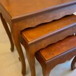 گل میز چوبی قهوه ای سه تکه ساده