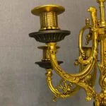 ساعت و شمعدان مشکی و طلایی برنز