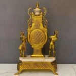 ساعت و شمعدان سفید و طلایی عقاب برنز