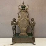 ساعت و شمعدان سبز و آنتیک برنز