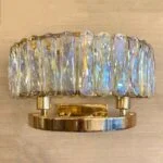 لوستر دیواری نئوکلاسیک طلایی و چرمی